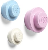LEGO Iconic Wandknoppen - Set van 3 Stuks - Roze Blauw Wit - Kunststof