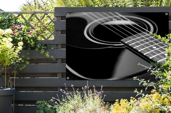 Affiche de jardin - Toile de jardin - Affiches extérieures - guitare acoustique - noir et blanc - Posters de jardin cm - Jardin