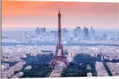 Dibond - Uitzicht op Franse Stad Parijs - 90x60cm Foto op Aluminium (Wanddecoratie van metaal)