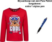 Paw Patrol Nickelodeon Longsleeve - T-shirt - Rood. Maat 98 cm / 3 jaar + EXTRA 1 Stylus Pen