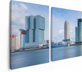 Artaza Canvas Schilderij Tweeluik Rotterdamse Skyline Aan Het Water - 120x80 - Foto Op Canvas - Canvas Print