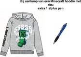 Minecraft Hoodie - Mele grijs. Maat 140 cm / 10 jaar + EXTRA 1 Stylus Pen