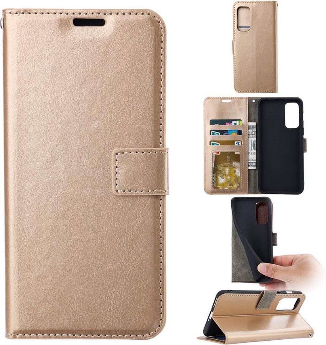 Bookcase Geschikt voor: Oppo A54 5G / A74 5G / A93 5G Goud - portemonnee hoesje