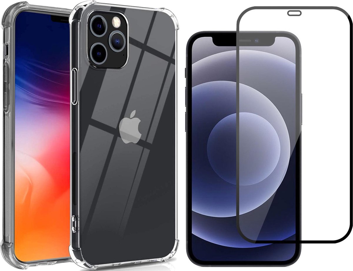 Hoesje geschikt voor iPhone 13 Pro en Screenprotector - Shock Proof Case - Transparant