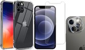 Hoesje geschikt voor iPhone 13 Pro - Shock Proof Case - Transparant - Met Screenprotector en Camera Screen Protector