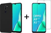 Oppo A9 2020 hoesje zwart siliconen case hoes cover hoesjes - 1x Oppo A9 2020 Screenprotector