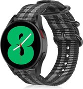 Strap-it Watch 4 & Watch 5 bandje - Samsung Galaxy Watch 4 - 40mm nylon gesp band - zwart/grijs - Geschikt voor Samsung Galaxy Watch 5 Pro – 44mm – 40mm & Galaxy Watch 4 40mm, 44mm