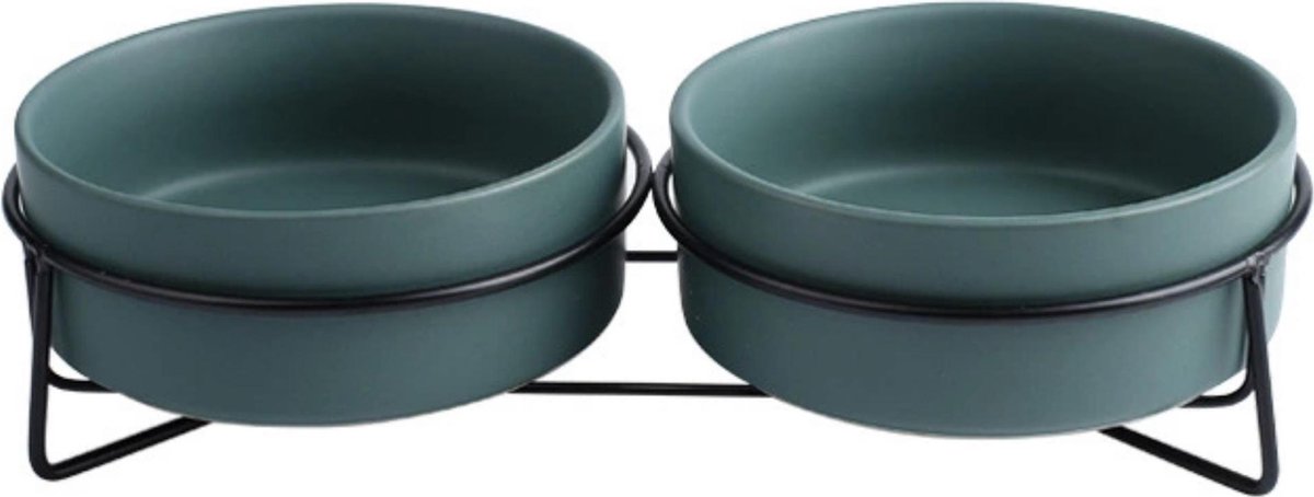 2 Stuks Keramische Verhoogde Voerbak – 850 Ml – Met Bamboe Standaard – Voor Katten En Kleine Honden – Vaatwasmachinebestendig