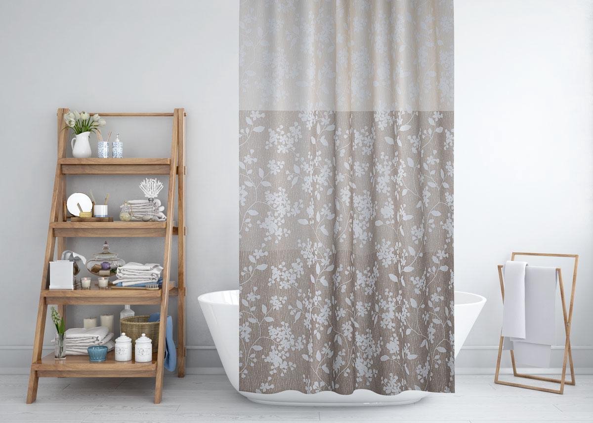 Zethome 4247 - 180x200 cm - Douchegordijn - Bloemmotief - Polyester - Badkamer Gordijn - Shower Curtain - Sneldrogend - Anti Schimmel -Wasbaar - Duurzaam