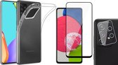 Hoesje geschikt voor Samsung Galaxy A52s - Siliconen Backcover - Transparant - Met Full Screenprotector en Camera Screen Protector