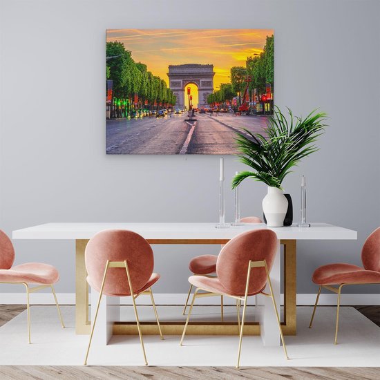 Artaza Toile Peinture Arc De Triomphe A Paris De La Rue - 80x60 - Tableau Sur Toile - Impression Sur Toile
