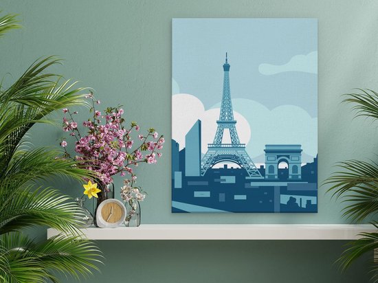 Artaza Canvas Schilderij Skyline Van Parijs - Abstract - 30x40 - Klein - Foto Op Canvas - Canvas Print
