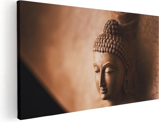 Artaza Canvas Schilderij Boeddha Beeld - 40x20 - Klein - Foto Op Canvas - Canvas Print