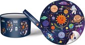 Nixnix - Ronde puzzel - 150 stukjes - Speelgoed - Ruimte - Cadeautip - Kinderen - Met opbergdoos