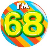 button I'm 68 staal 5,5 cm groen/geel/blauw/rood