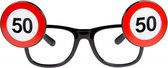 bril 50 jaar zwart/rood/wit one-size