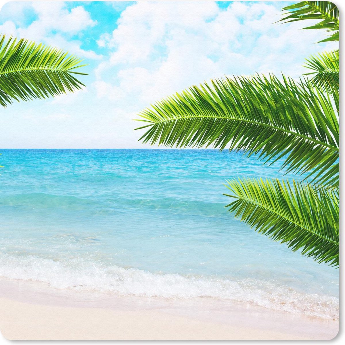 Muismat 20x20 cm - Mousepad Tropisch - Palmboom - strand - Muismatten