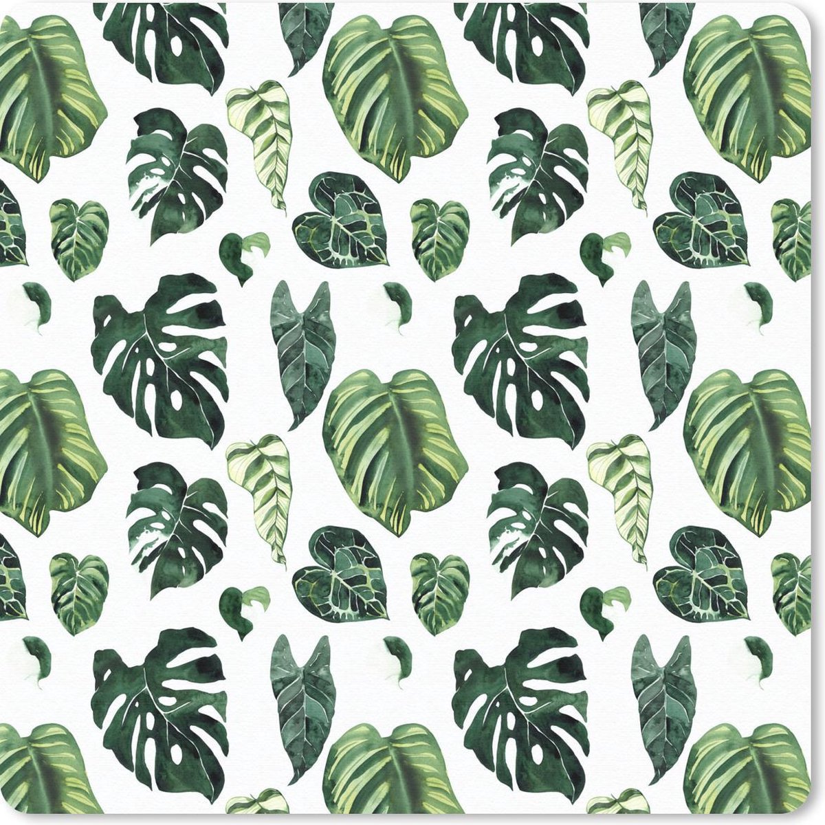 Muismat 20x20 cm - Mousepad Bladeren - Tropisch - Groen - Muismatten