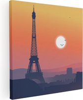 Artaza Canvas Schilderij Illustratie Van De Eiffeltoren In Parijs - 90x90 - Groot - Foto Op Canvas - Canvas Print
