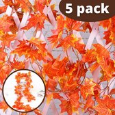 Kamyra® Kllimop Slinger met Oranje Esdoorn Bladeren/Maple Leafs 5 Stuks - Plant Slinger - Herfst/Halloween Decoratie - Kunstplant/Kunsthaag - Plant voor Huis en Tuin - Kunst Hangpl