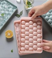 Ronde ijsblokjesvorm met deksel - 4 stuks!! - 132 perfect ronde mini ijsblokjes - roze - ø 1,5cm - stapelbaar/plooibaar - bioplastic - ice cube - makkelijk te vullen - zonder morsen