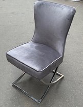 X - chaise de salle à manger - Scarletti - velours anthracite - piètement en acier inoxydable