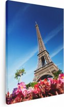 Artaza Canvas Schilderij Eiffeltoren In Parijs Met Bloemen - 30x40 - Klein - Foto Op Canvas - Canvas Print