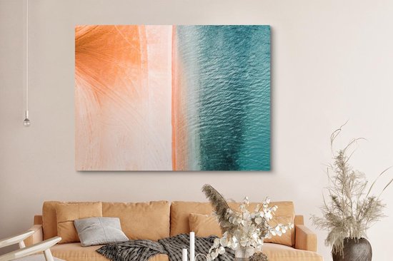 Toile Peinture Plage - Sable - Couleurs - 160x120 cm - Décoration murale XXL