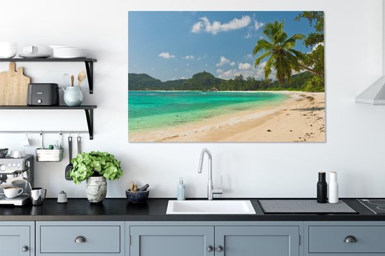 Toile Peinture Tropical - Water - Blauw - 140x90 cm - Décoration murale