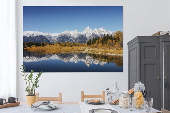 Toile Peinture Amérique - Berg - Reflet - 180x120 cm - Décoration murale XXL