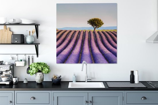Toile Peinture France - Lavande - Arbre - 90x90 cm - Décoration murale