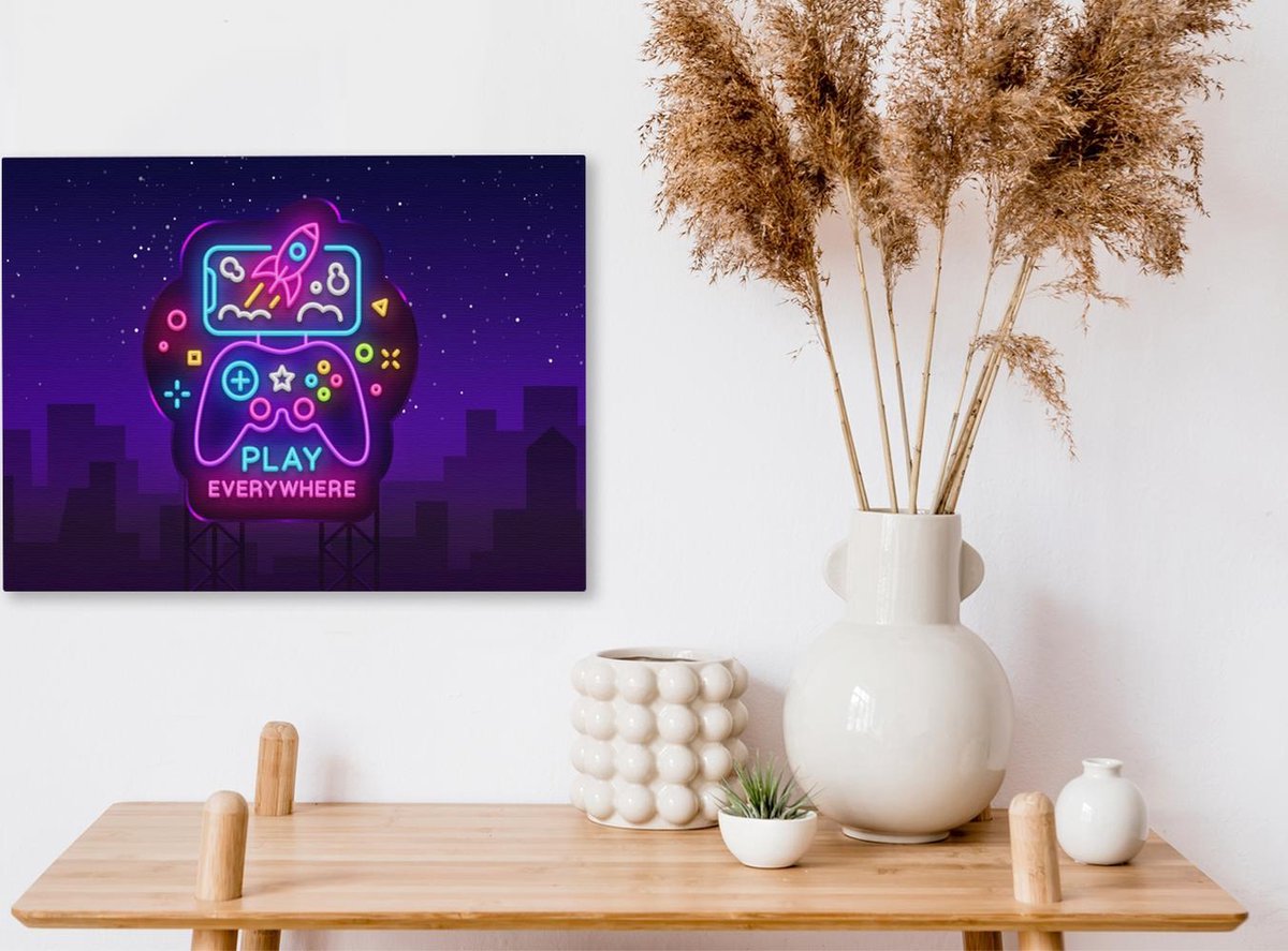 1pc Pinturas Em Tela De Arte, Pintura De Controlador De Jogo Neon