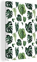 Canvas Schilderij Tropical - Bladeren - Groen - 60x90 cm - Wanddecoratie
