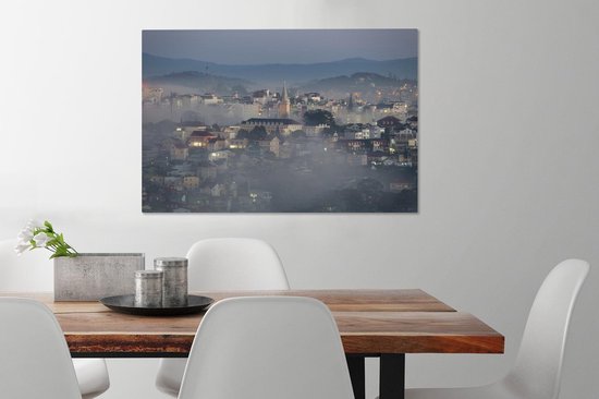Tableau Toile Turin - Brouillard - Ville - 60x40 cm - Décoration murale
