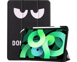 Hoes - Geschikt voor Apple iPad Air 4 (2020) - 10.9 inch - 4e Generatie - Dun & Stevig - Trifold Bookcase - Hard Cover Case - Met Uitsparing Geschikt voor Apple Pencil - Hardcover Book - Tablet Hoesje - Don't Touch Me