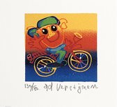 Bax Kunst - Schilderij - Creatief Doosje Ad Verstijnen - Wit, Blauw, Geel En Rood - 12.5 X 11.5 Cm