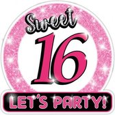 huldeschild sweet 16 karton 50 x 50 roze/wit