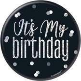 badge It's my birthday 5,5 cm zwart/zilver