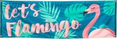 banner Let's Flamingo 220 cm polyester blauw/groen/roze