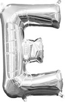 folieballon letter E 20 x 33 cm zilver