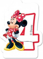 cijferkaars 4 Minnie Mouse junior 6 cm wax wit