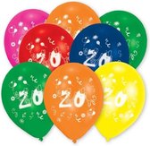 ballonnen "20" multicolor 25 cm 8 stuks