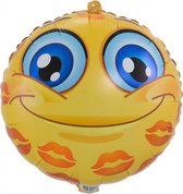 ballon Emoticon Kusjes 43 cm folie geel