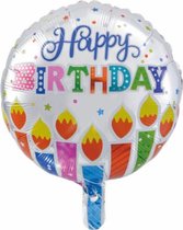 folieballon happy birthday candles 45 cm zilver
