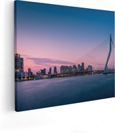 Artaza Canvas Schilderij Erasmusbrug In Rotterdam Met Zonsondergang - 100x80 - Groot - Foto Op Canvas - Canvas Print