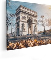 Artaza Canvas Schilderij Arc De Triomphe In Parijs Tijdens De Herfst - 100x80 - Groot - Foto Op Canvas - Canvas Print