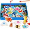 Afbeelding van het spelletje Prachtige Oceaanwereld!! Visspel Magnetisch met 2 hengels en 26 vissen met letters - Hengelspel - Fishing Game - Houten Magnetisch Visspel - Fijne motoriek speelgoed - Montessori educatief speelgoed