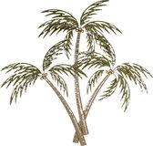 Clayre & Eef Wanddecoratie Palm 90x100 cm Groen Bruin Ijzer Rechthoek Palmboom Muurdecoratie