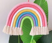 Akyol - Macrame touw - Macrame plantenhanger - Macrame wandkleed - Macrame wanddecoratie - Babykamer decoratie - Regenboog 20 cm