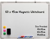 DOEWORKS Magneetbord - Magnetisch Whiteboard - Planbord - Aluminium Lijst - met Markers Gum Magneten - 60 x 45 cm - voor Keuken School Kantoor